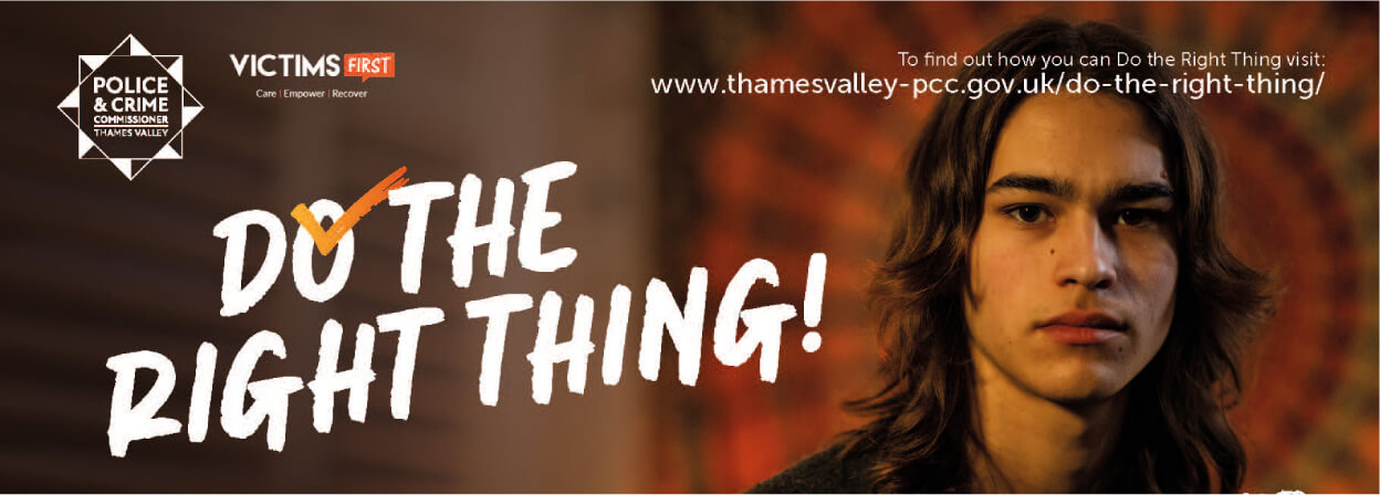 Do The Right Thing campaign banner with picture of young man