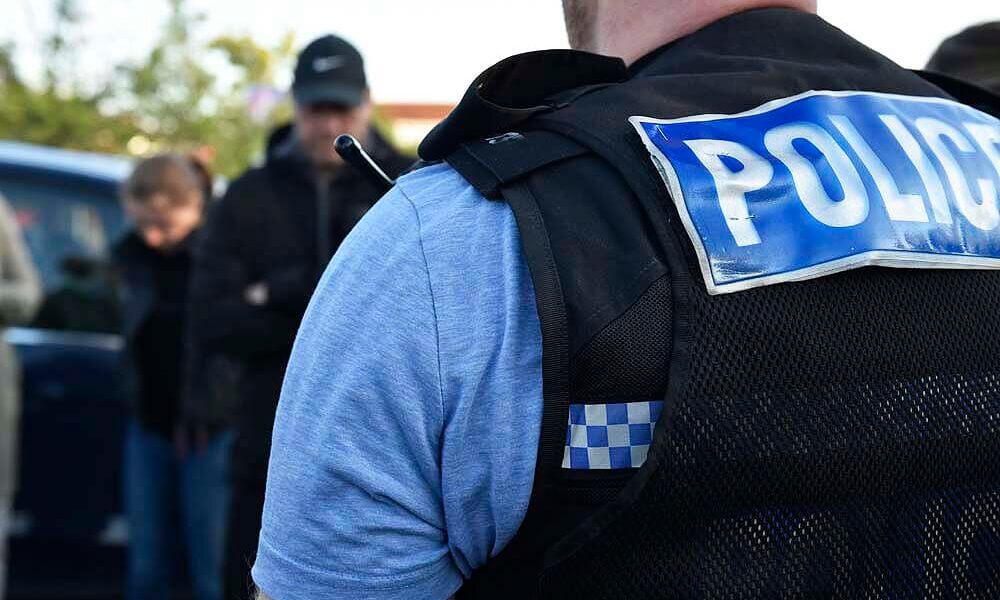 Close up of police officer in uniform