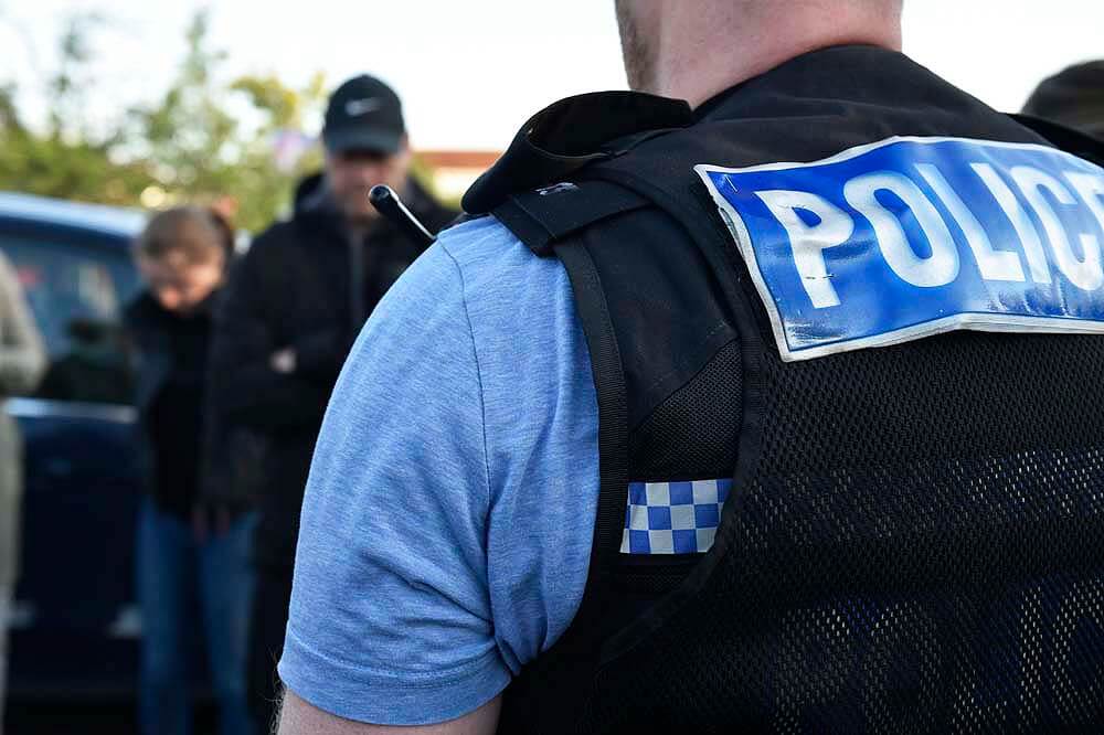 Close up of police officer in uniform