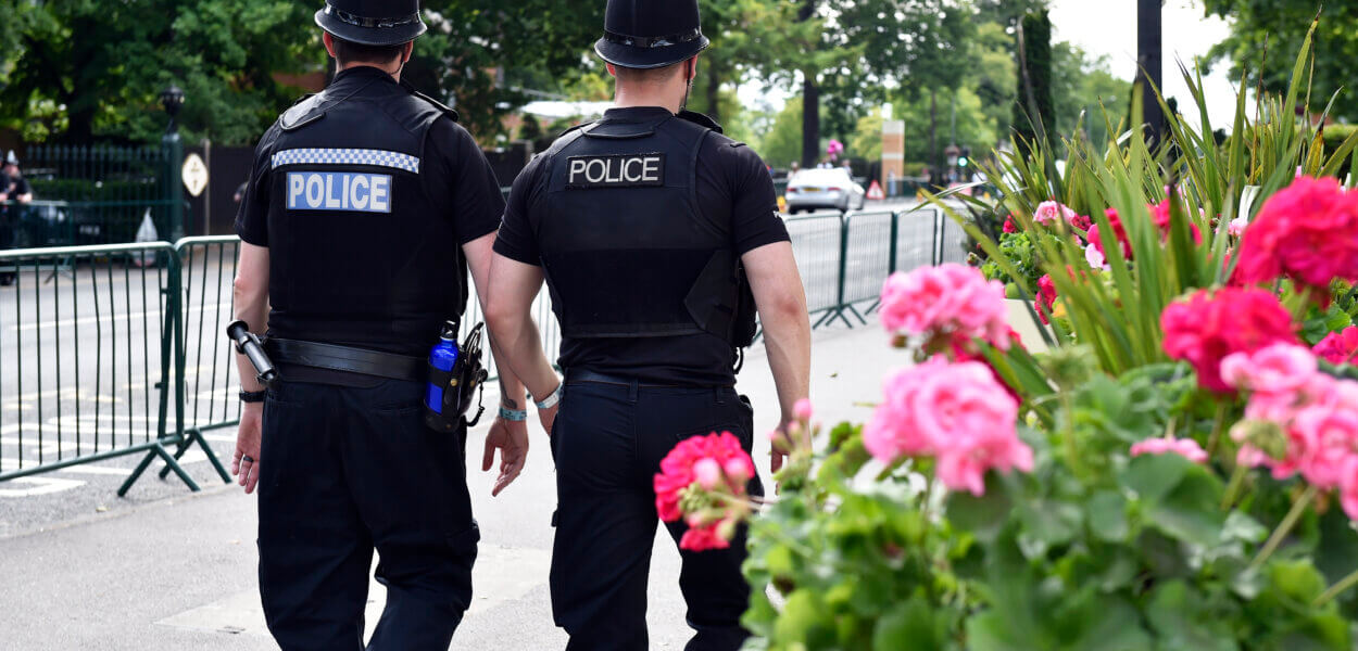 Police officers patrolling in uniform