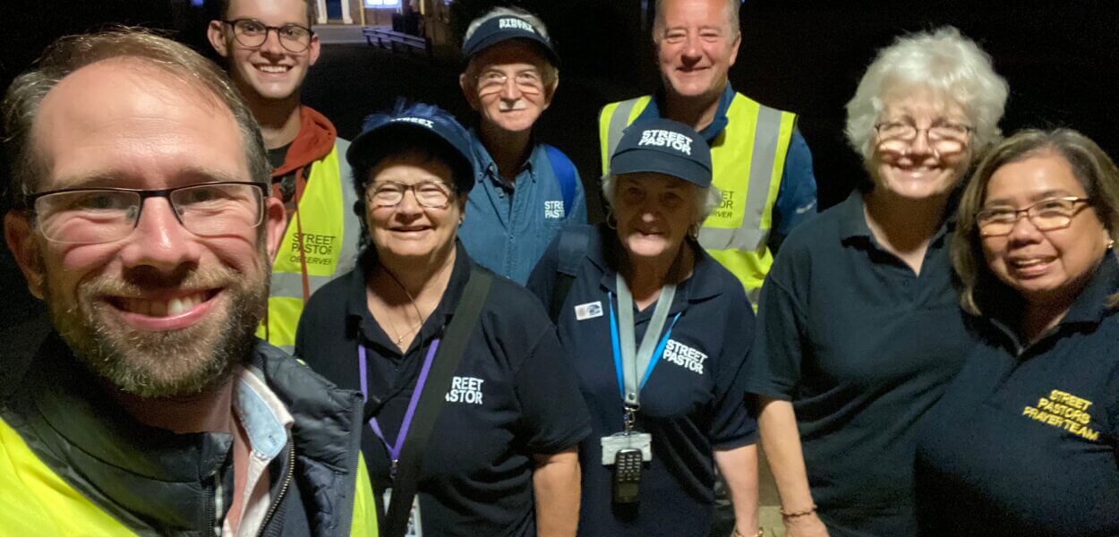 Thames Valley Police and Crime Commissioner, Matthew Barber, with Newbury Street Pastors volunteers