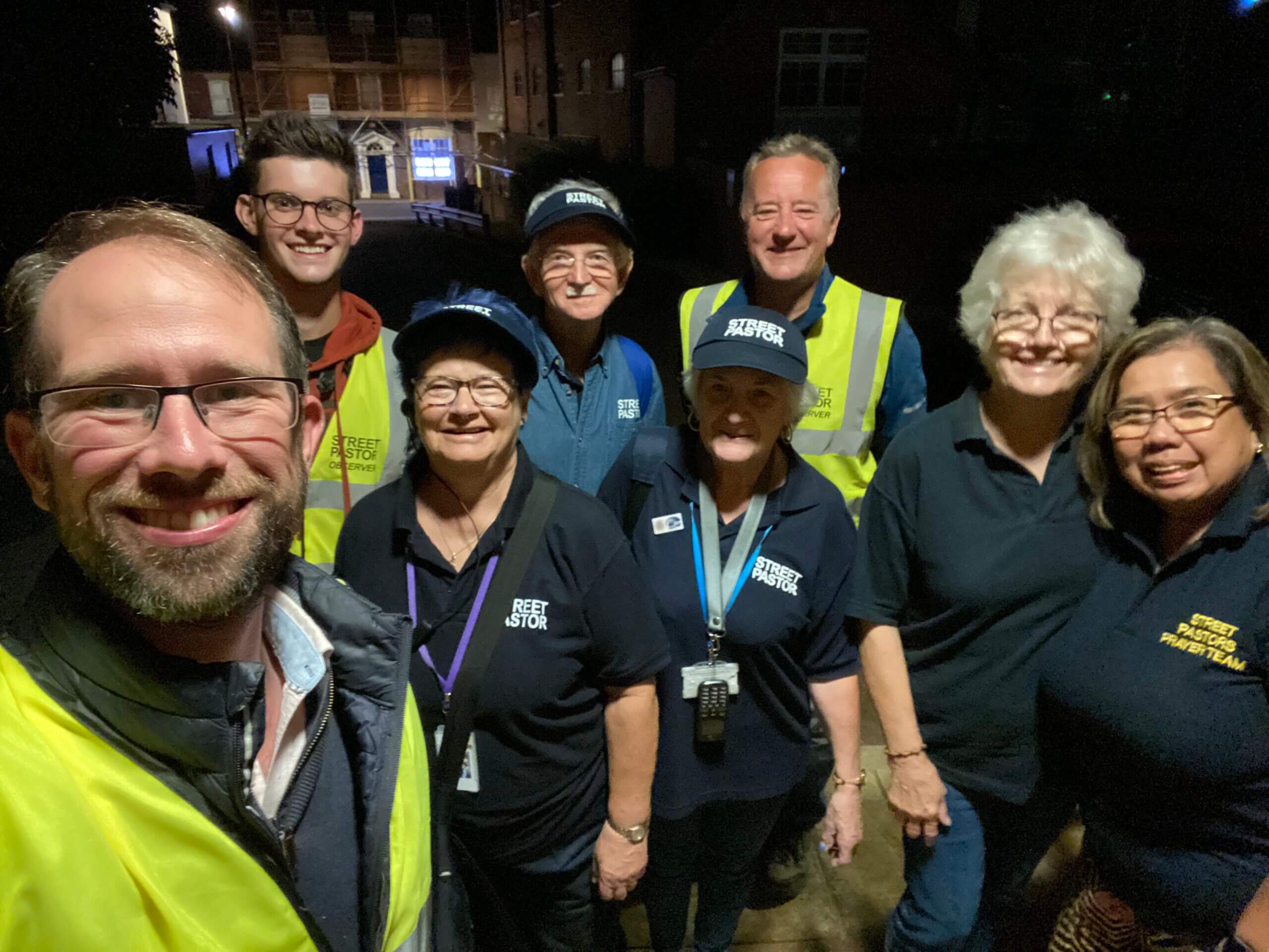 Thames Valley Police and Crime Commissioner, Matthew Barber, with Newbury Street Pastors volunteers
