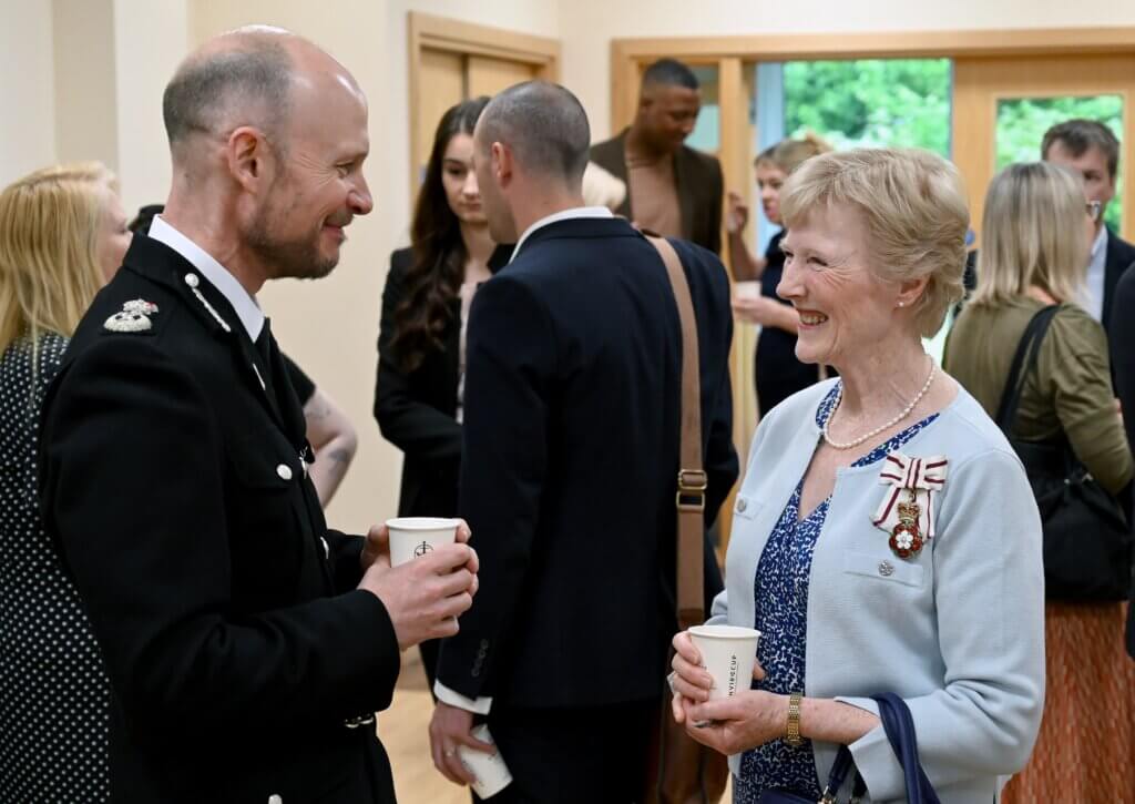 Jason Hogg (Chief Constable) speaking to Lord Lieutenant of Buckinghamshire